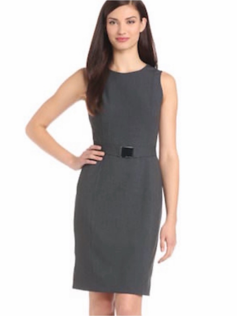 Calvin Klein Sleeveless Sheath Dress in Dark Gray